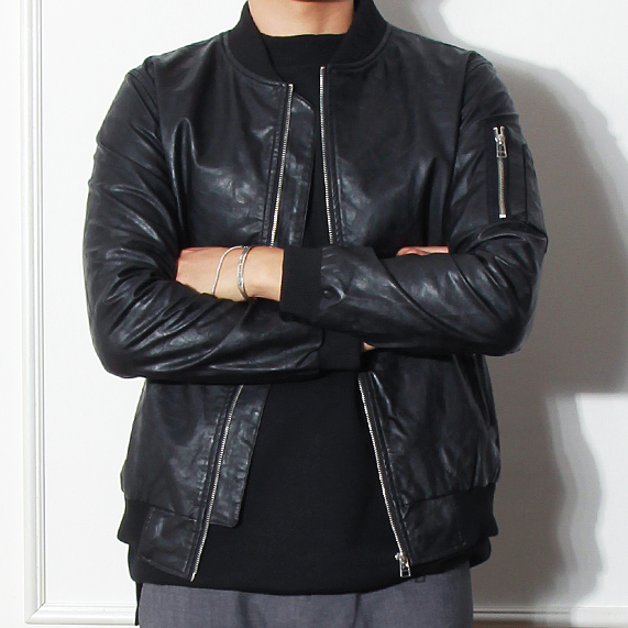 leather ma-1 blouson jacket (2color)