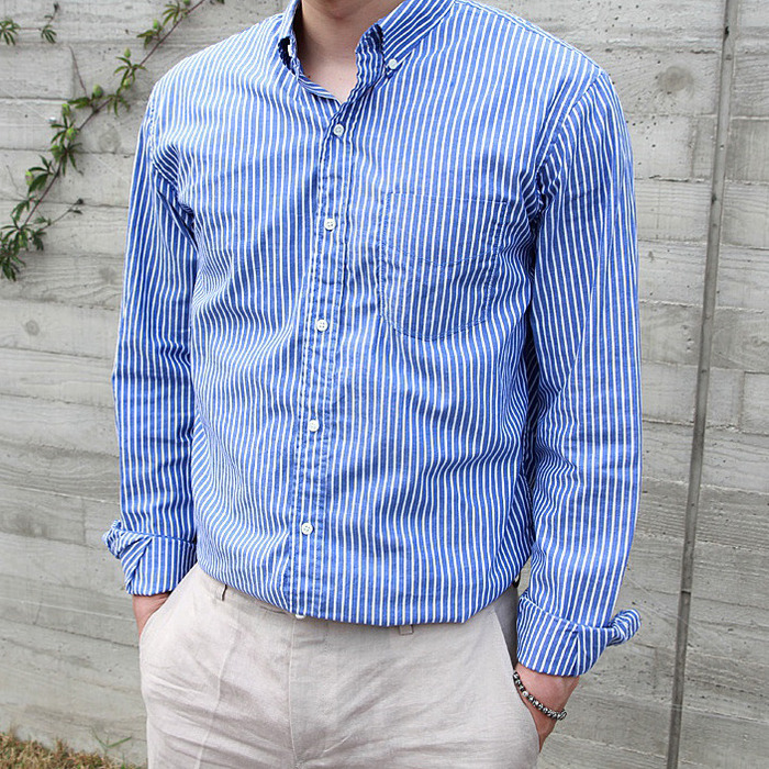 natural cotton stripe shirt (regular fit.) - sh (2color)