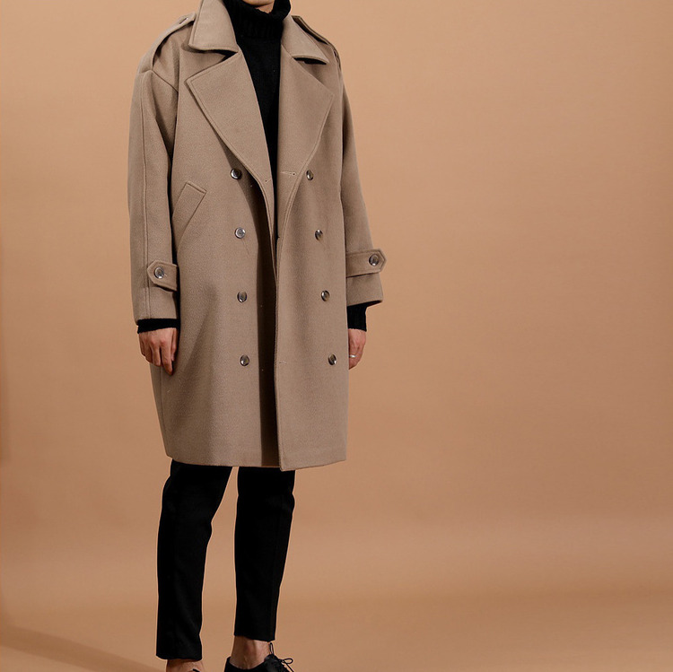 15f/w. wool cashmere blend trench coat (black, beige)